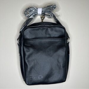 Genuine Pebbled Leather Black Messenger Bag Crossbody Purse Laptop iPad *Branded